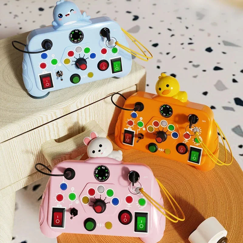 Busy Board Sensory Toys Cartoon,with LED Light Switch Control Board