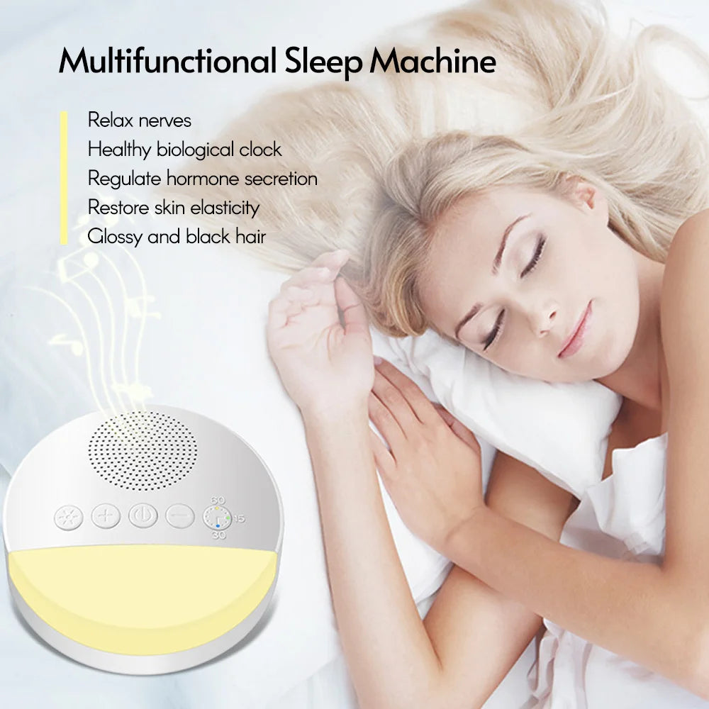 White Noise Sleep Machine Built-in 6 Soothing Sound Soft Breath Light 15/30/60 Intelligent Timing