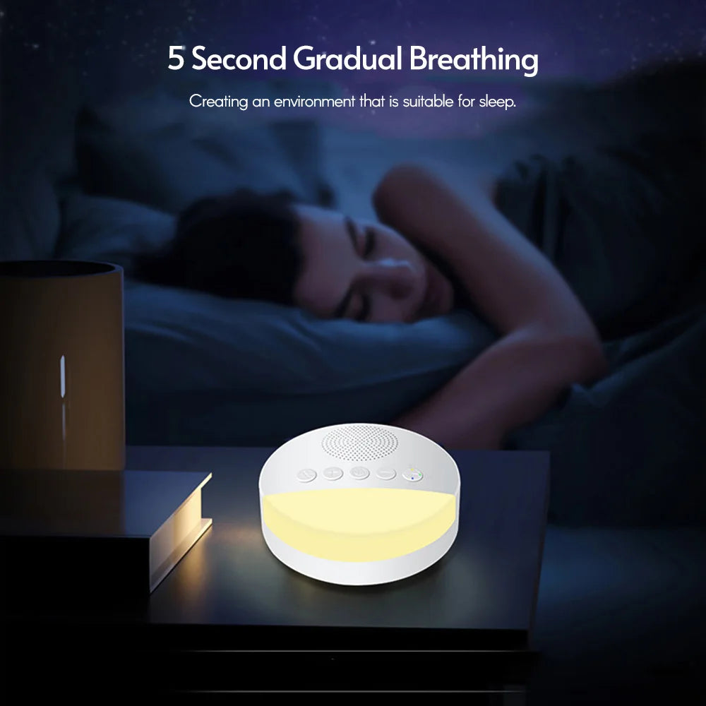 White Noise Sleep Machine Built-in 6 Soothing Sound Soft Breath Light 15/30/60 Intelligent Timing