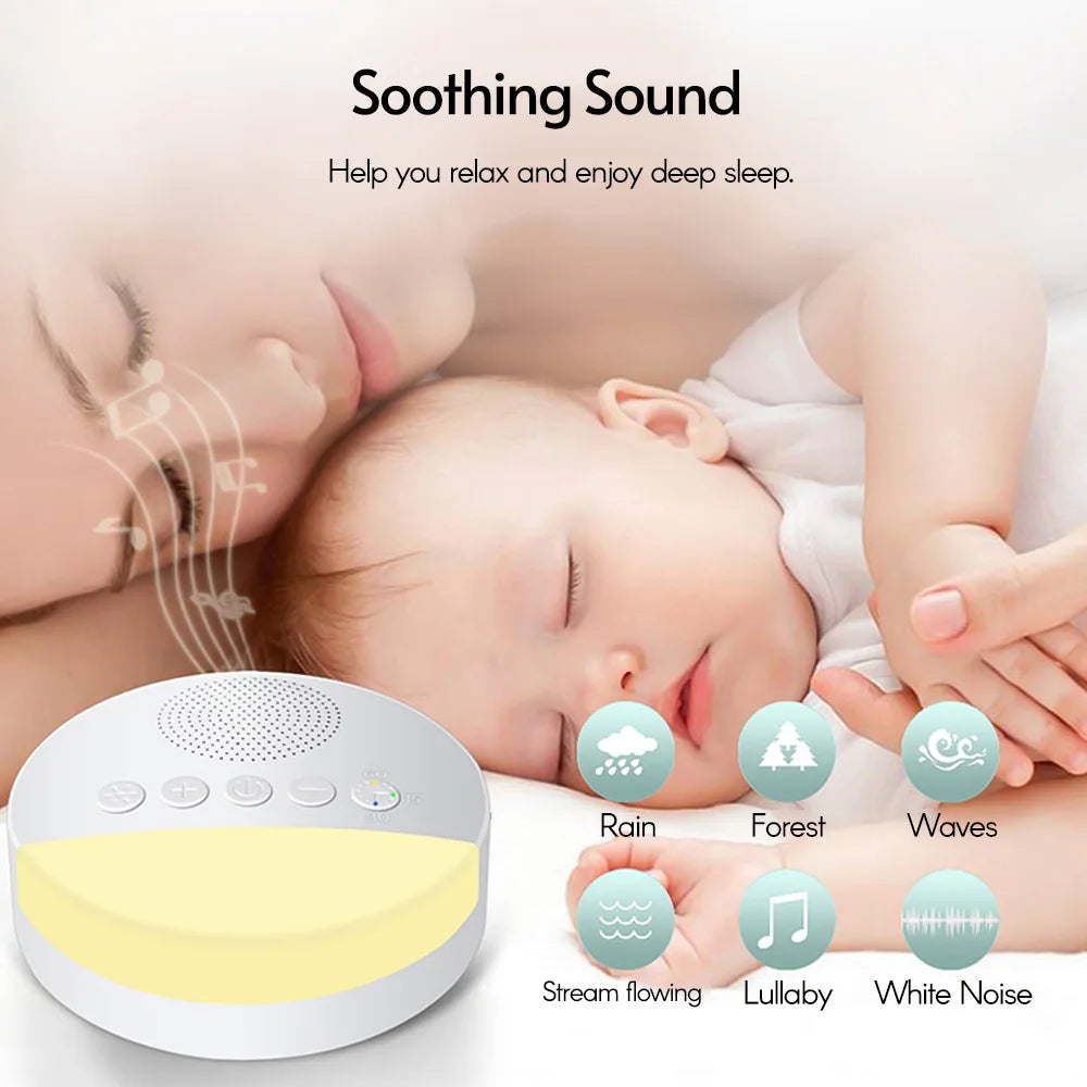 White Noise Sleep Machine Built-in 6 Soothing Sound Soft Breath Light 15/30/60 Intelligent Timing