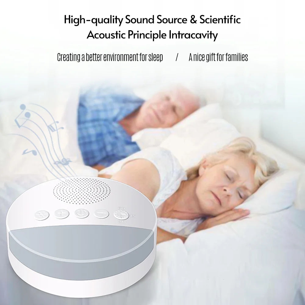 White Noise Sleep Machine Built-in 6 Soothing Sound Soft Breath Light 15/30/60 Intelligent Timing