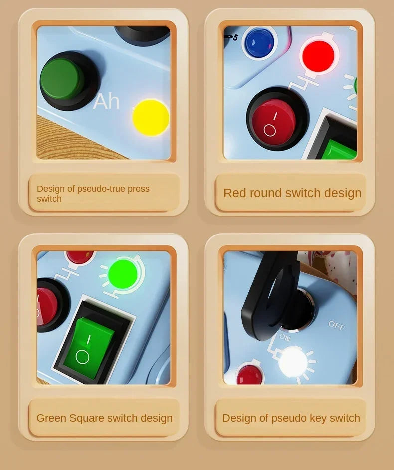 Busy Board Sensory Toys Cartoon,with LED Light Switch Control Board