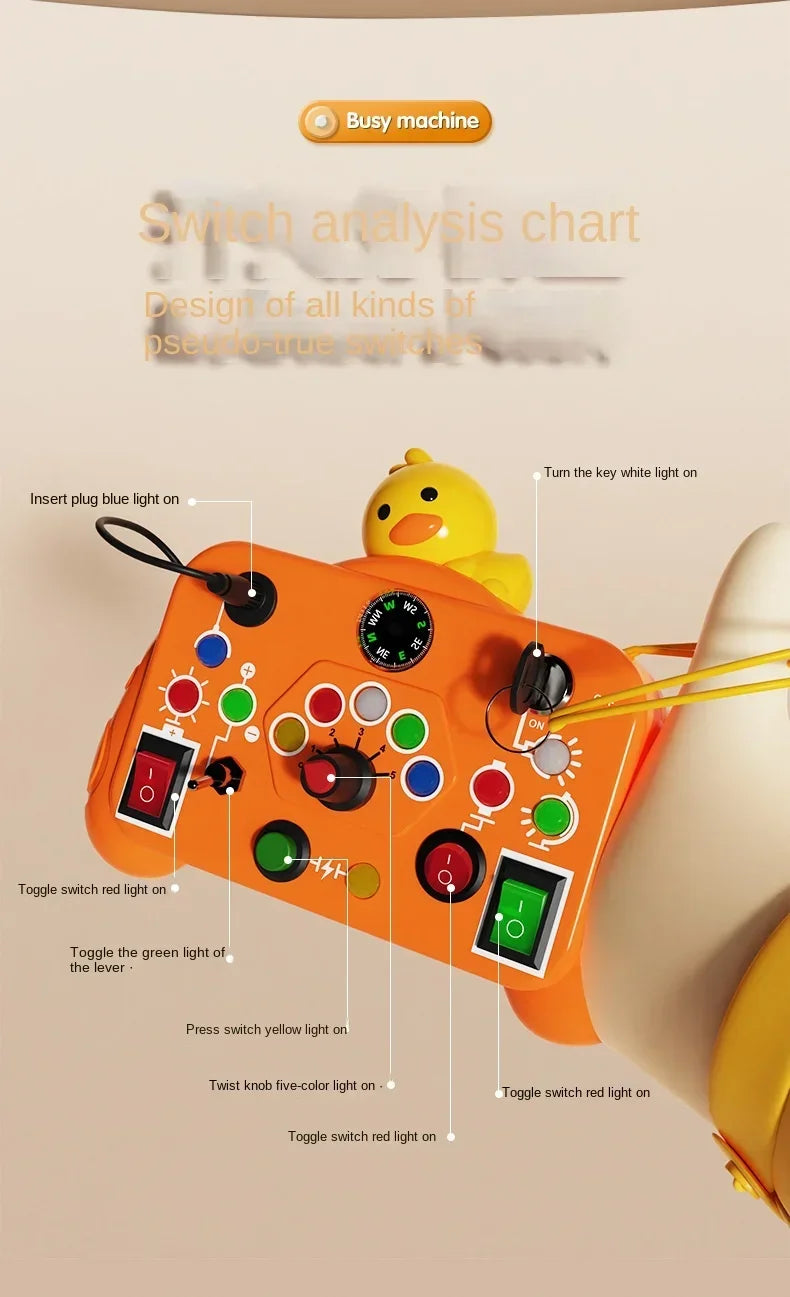 Busy Board Sensory Toys Cartoon,with LED Light Switch Control Board