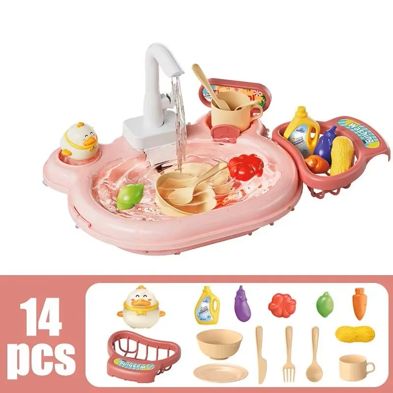 Dishwashing Basin Toys 2-in-1 Slide Fishing