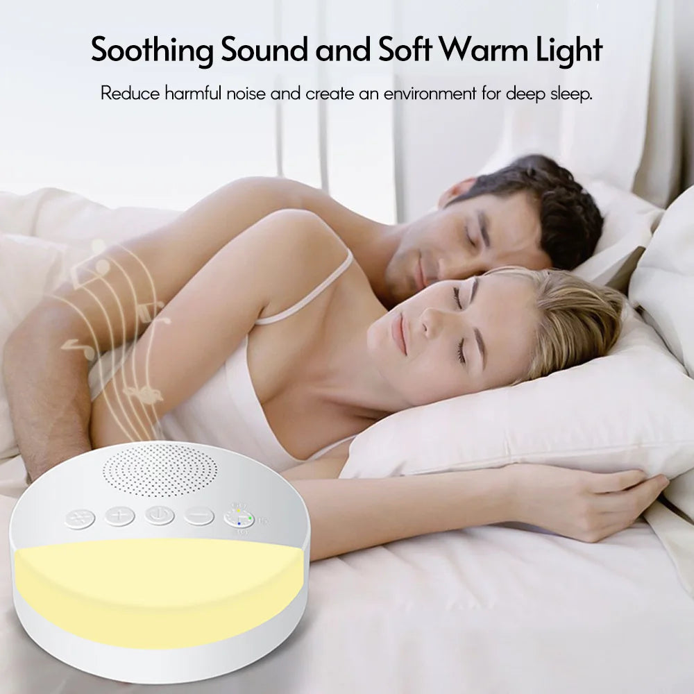 White Noise Sleep Machine Built-in 6 Soothing Sound Soft Breath Light 15/30/60 Intelligent Timing